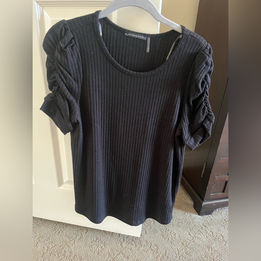 New Staccato Black Ribbed Short Sleeve Top